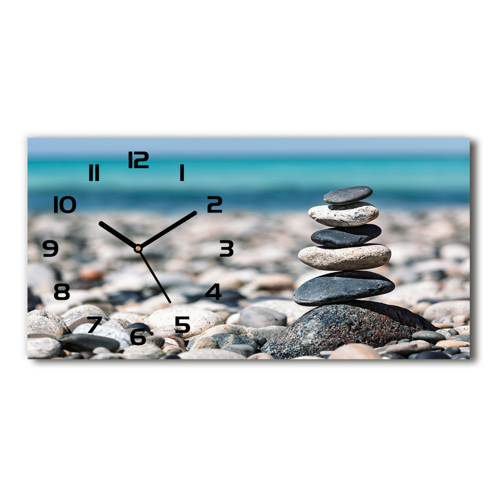 Horizontal rectangular wall clock Stack of stones