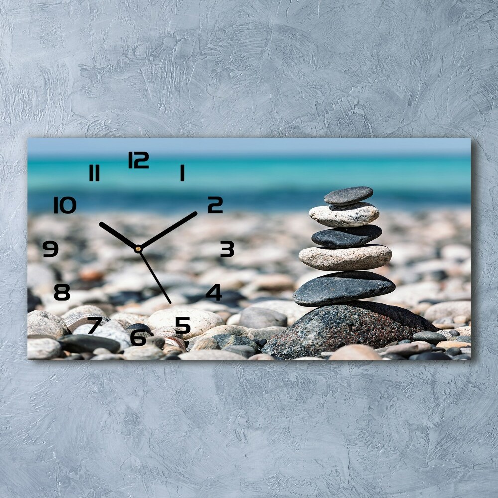 Horizontal rectangular wall clock Stack of stones