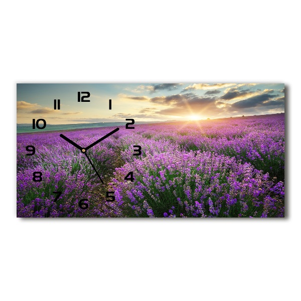 Horizontal rectangular wall clock Lavender field