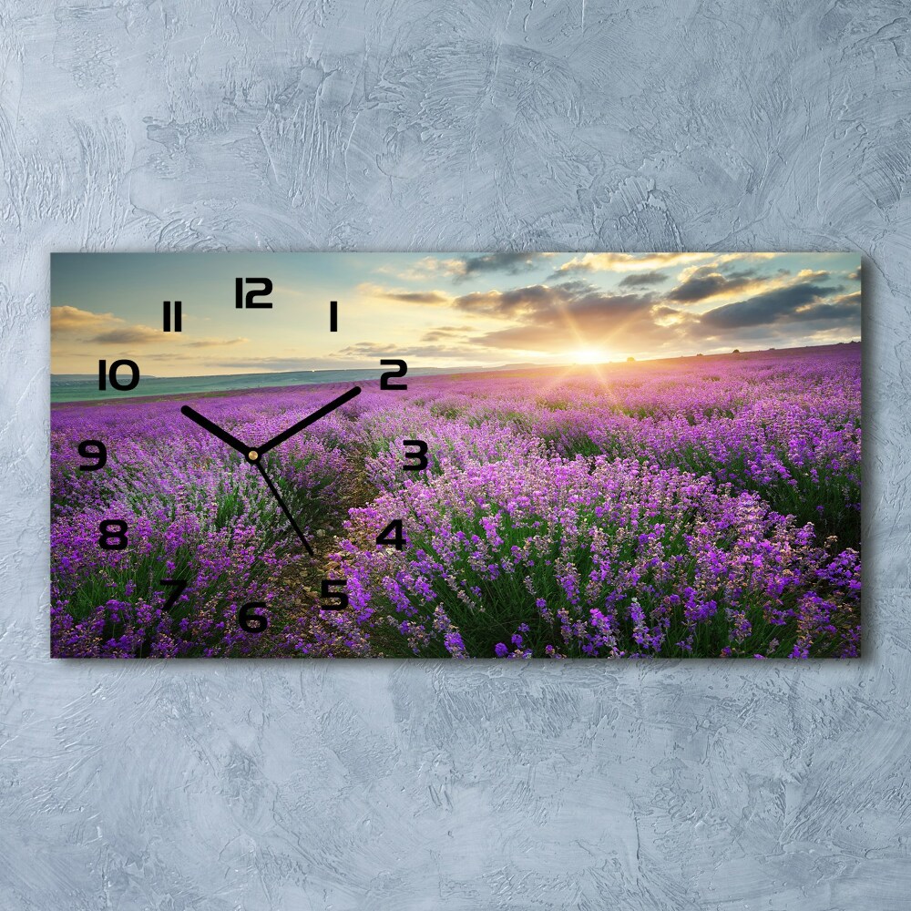 Horizontal rectangular wall clock Lavender field