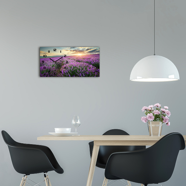 Horizontal rectangular wall clock Lavender field