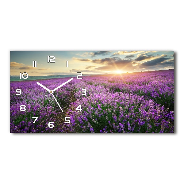 Horizontal rectangular wall clock Lavender field