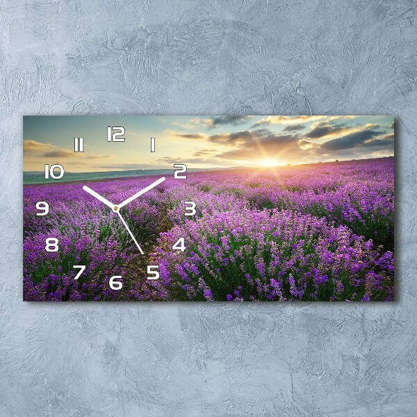 Horizontal rectangular wall clock Lavender field