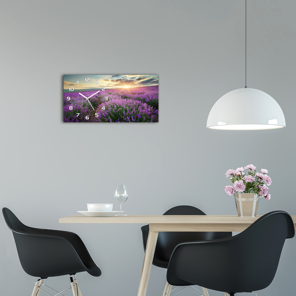 Horizontal rectangular wall clock Lavender field