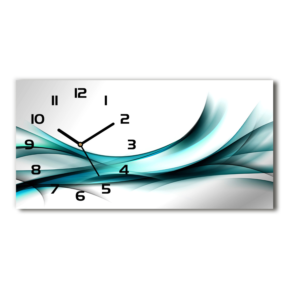 Horizontal rectangular wall clock Wave abstraction