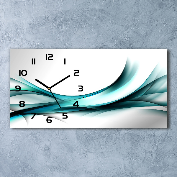 Horizontal rectangular wall clock Wave abstraction