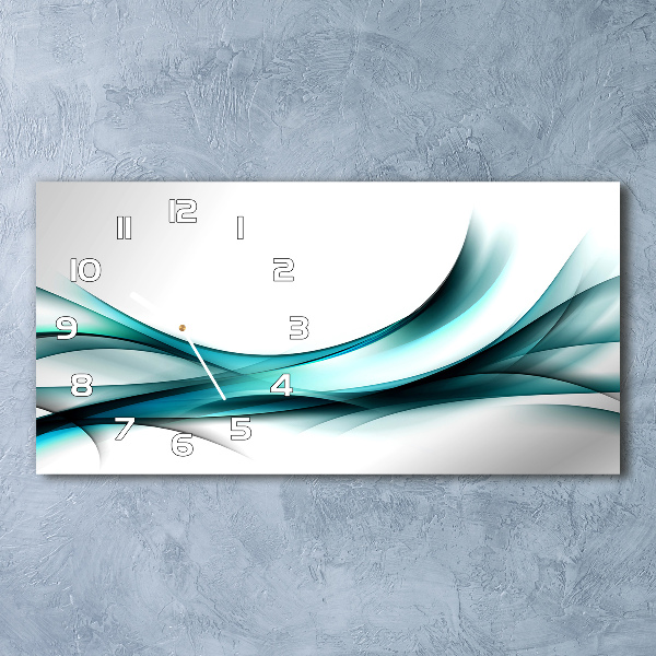 Horizontal rectangular wall clock Wave abstraction