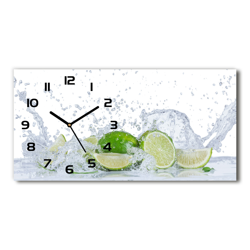 Horizontal rectangular wall clock Lime and water