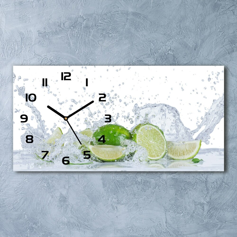 Horizontal rectangular wall clock Lime and water