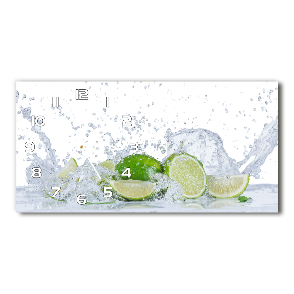 Horizontal rectangular wall clock Lime and water