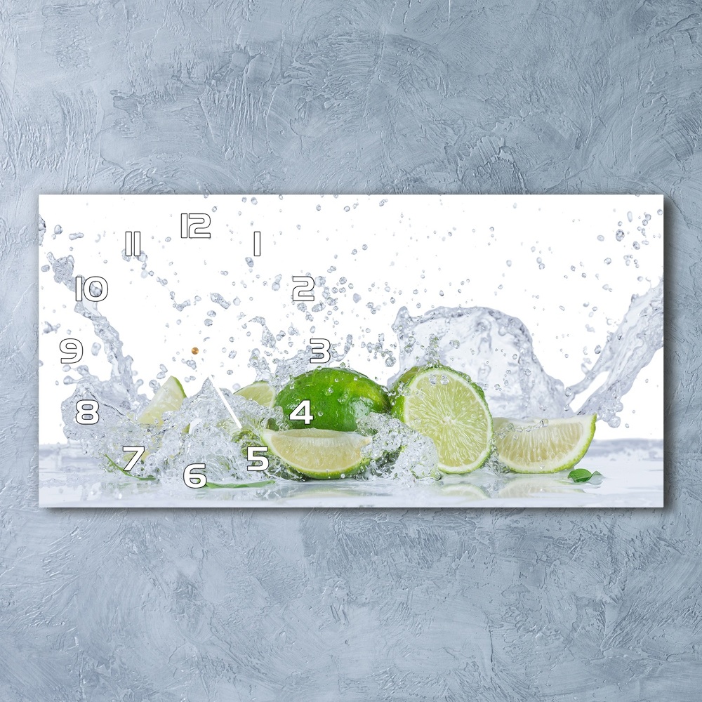 Horizontal rectangular wall clock Lime and water