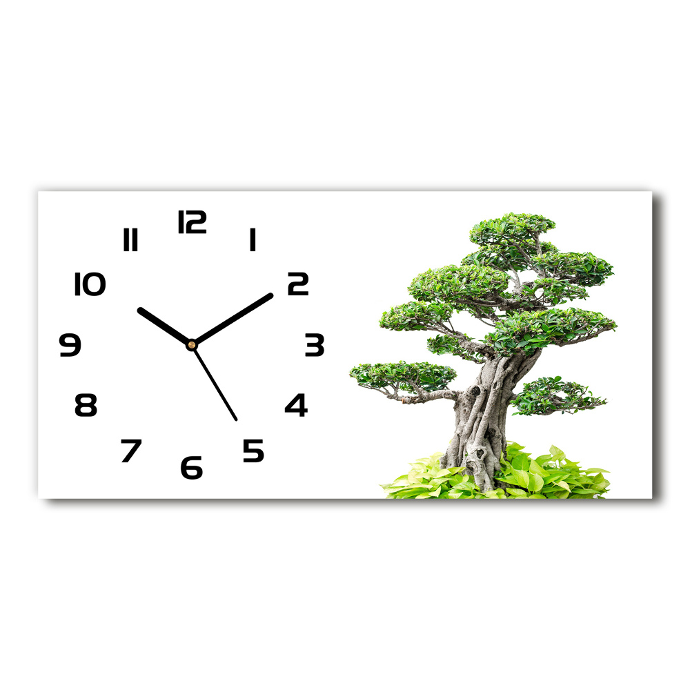 Horizontal rectangular wall clock Bonsai tree