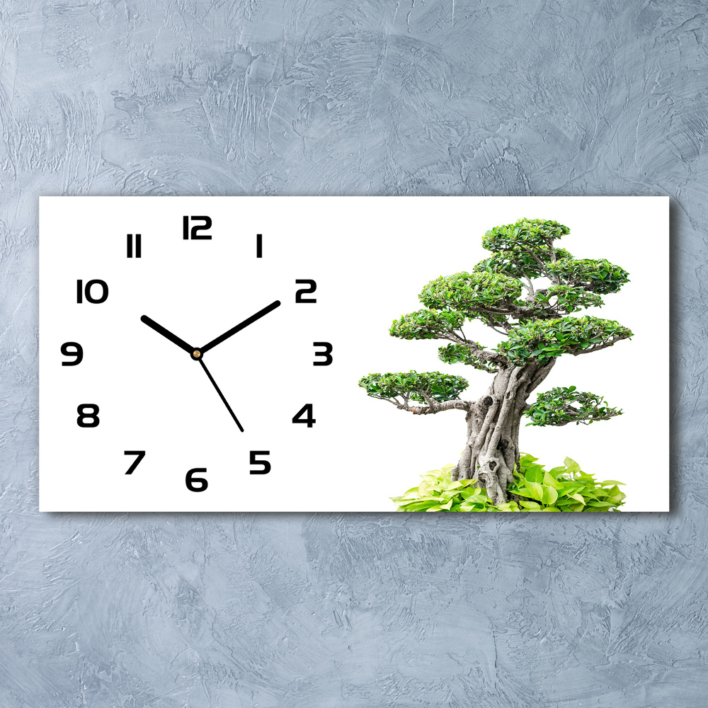 Horizontal rectangular wall clock Bonsai tree