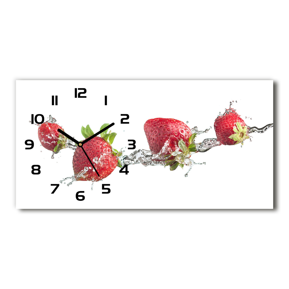 Horizontal rectangular wall clock Strawberries and water