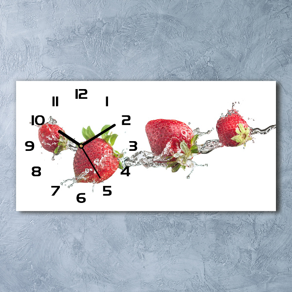 Horizontal rectangular wall clock Strawberries and water