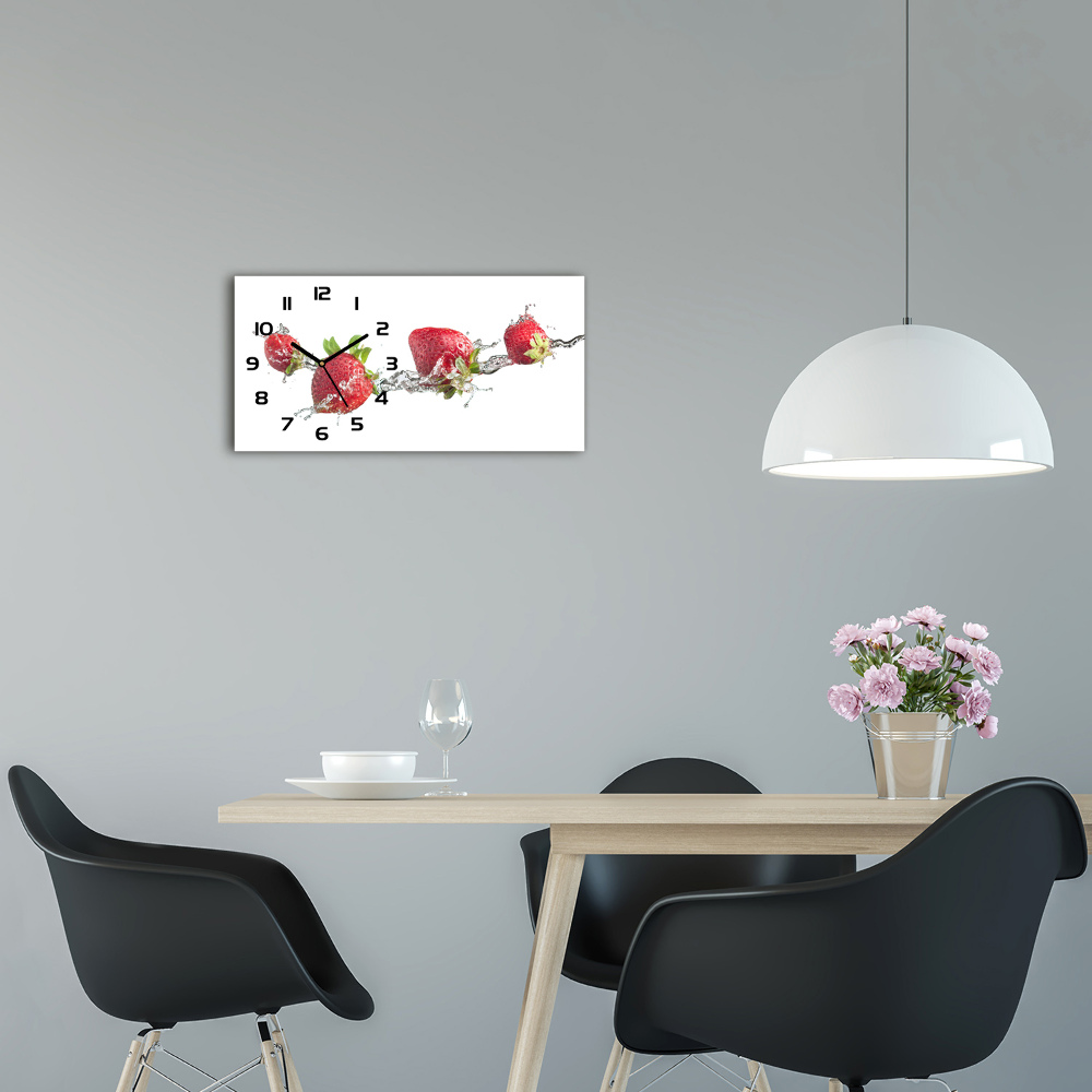 Horizontal rectangular wall clock Strawberries and water