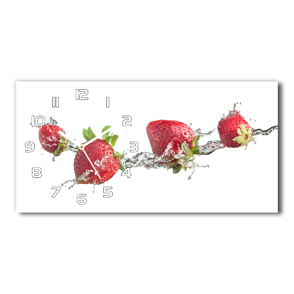 Horizontal rectangular wall clock Strawberries and water