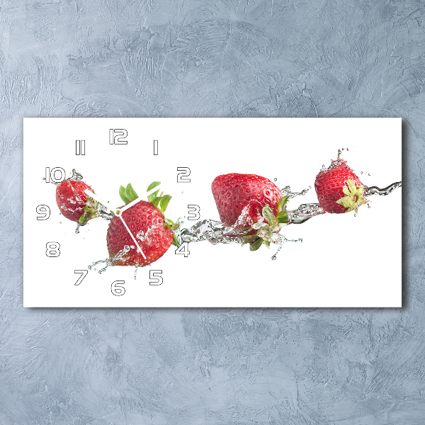 Horizontal rectangular wall clock Strawberries and water