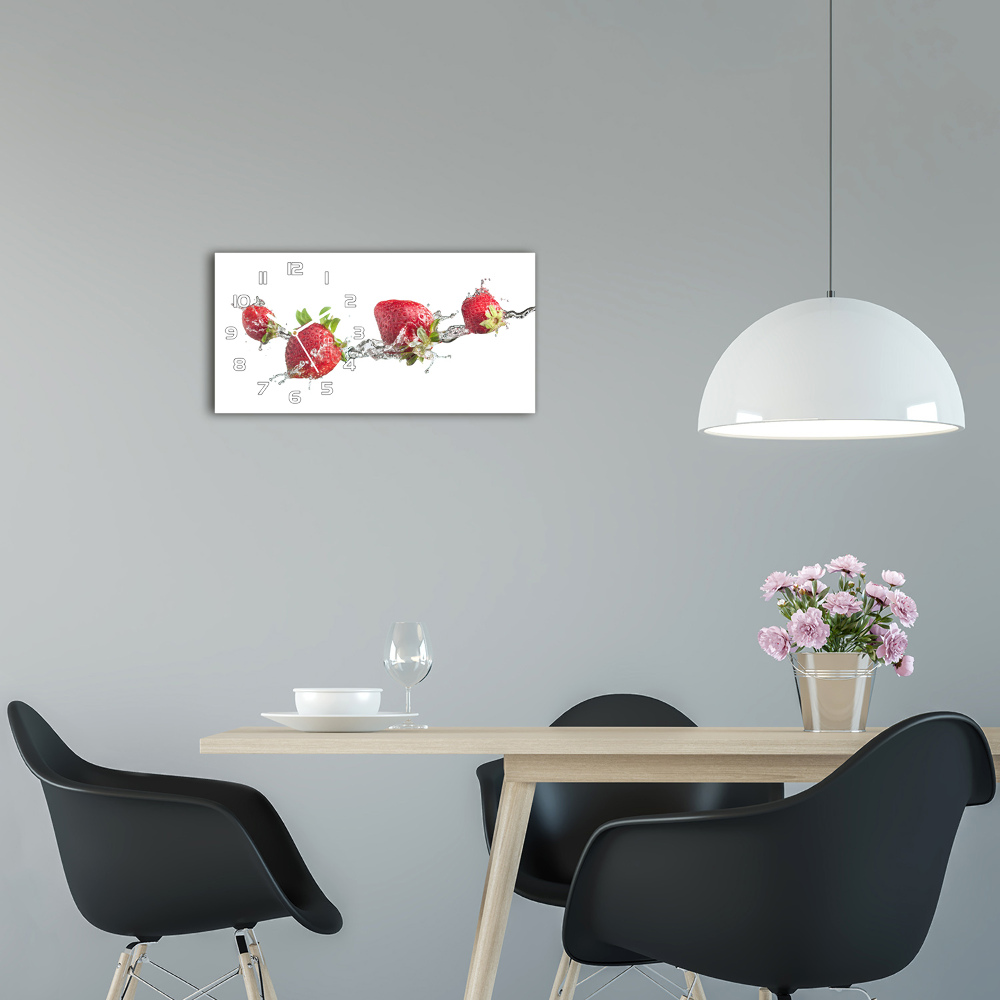 Horizontal rectangular wall clock Strawberries and water