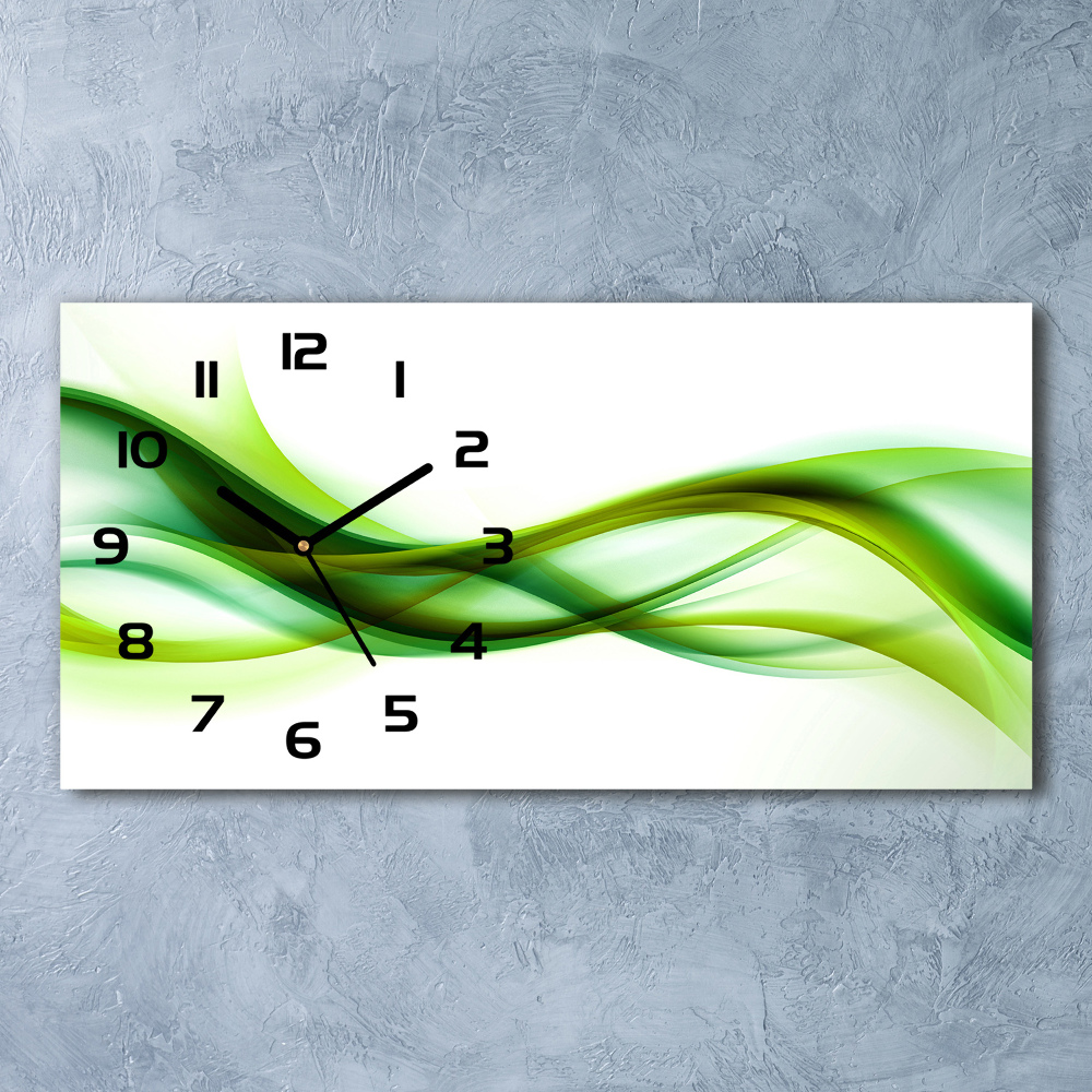 Horizontal rectangular wall clock Wave abstraction