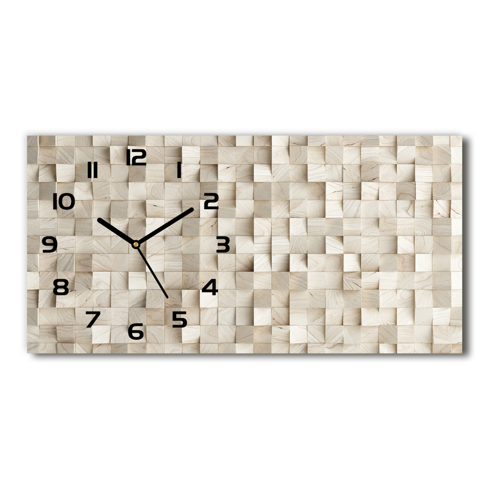 Horizontal wall clock Wooden cubes