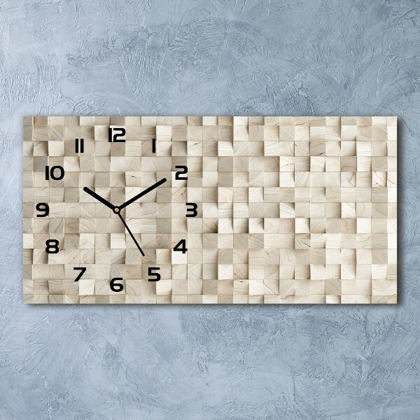 Horizontal wall clock Wooden cubes