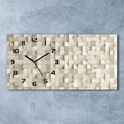 Horizontal wall clock Wooden cubes