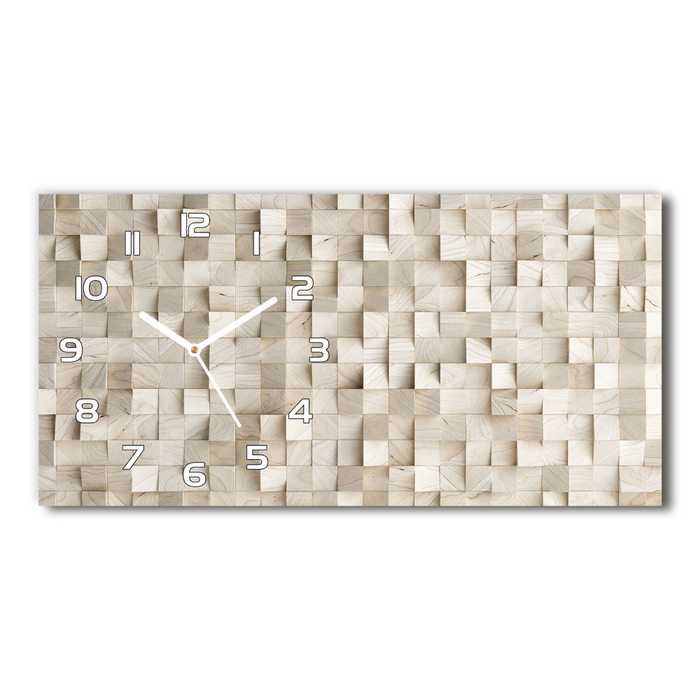 Horizontal wall clock Wooden cubes