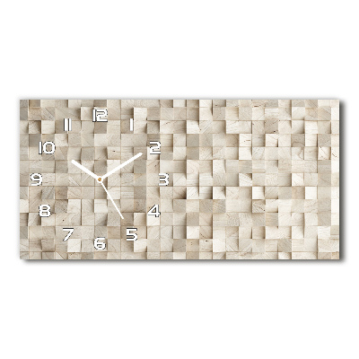 Horizontal wall clock Wooden cubes