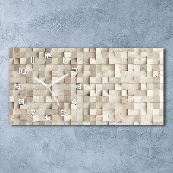 Horizontal wall clock Wooden cubes