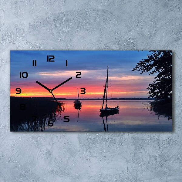 Horizontal wall clock Sailboats about the west