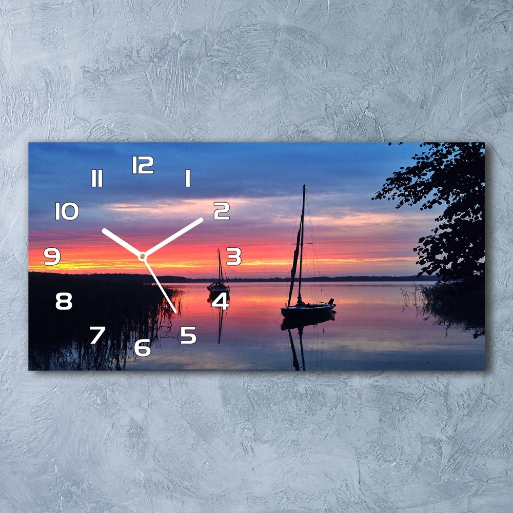 Horizontal wall clock Sailboats about the west