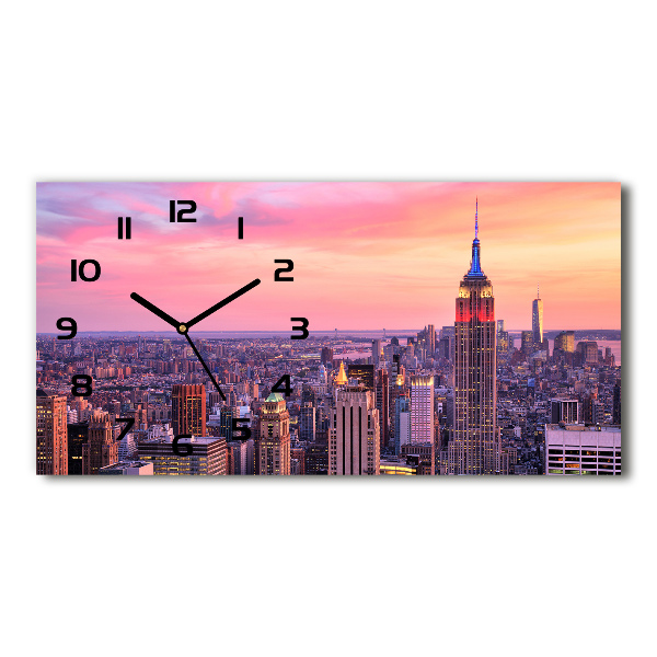 Horizontal rectangular wall clock New York West