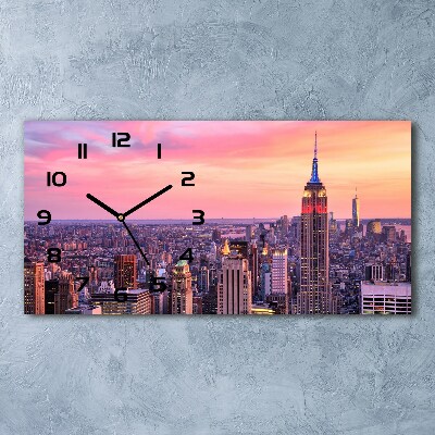 Horizontal rectangular wall clock New York West