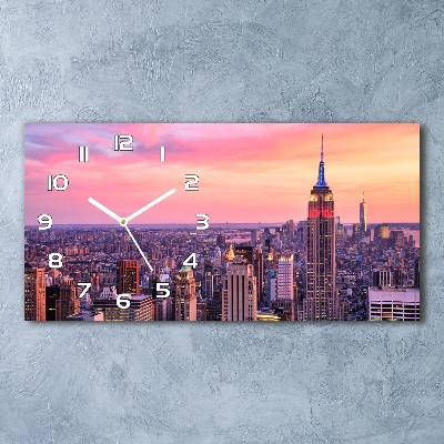 Horizontal rectangular wall clock New York West