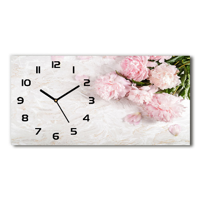 Horizontal rectangular wall clock Peonies