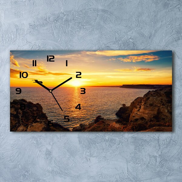 Horizontal wall clock Sunset sea