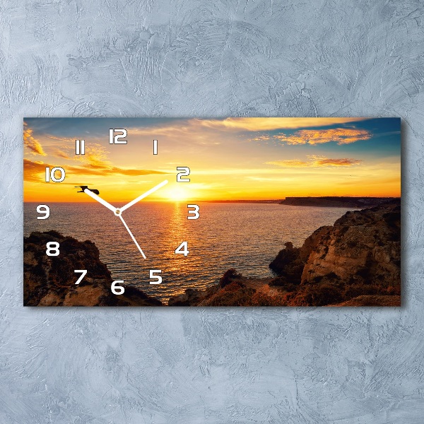 Horizontal wall clock Sunset sea