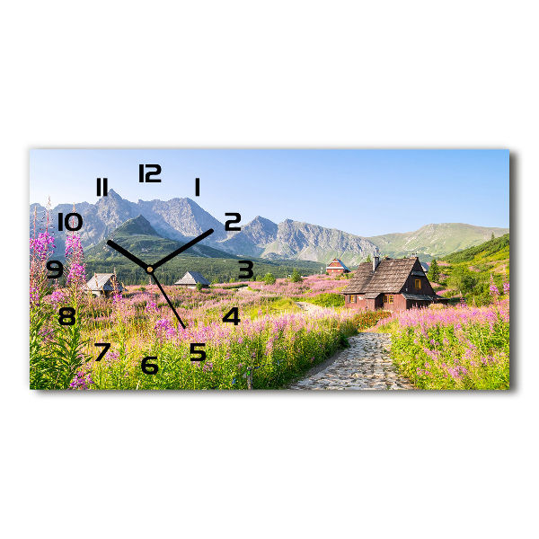 Horizontal rectangular wall clock Chatts in the mountains