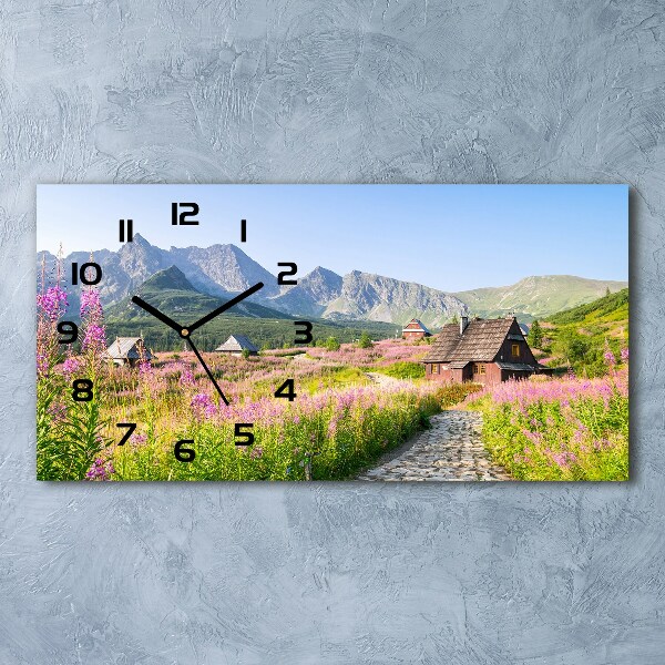 Horizontal rectangular wall clock Chatts in the mountains