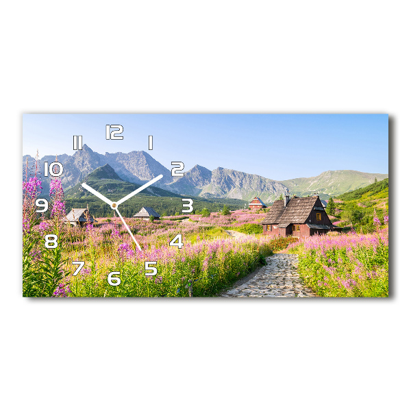 Horizontal rectangular wall clock Chatts in the mountains