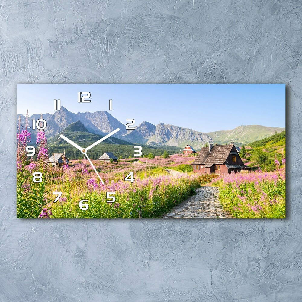 Horizontal rectangular wall clock Chatts in the mountains