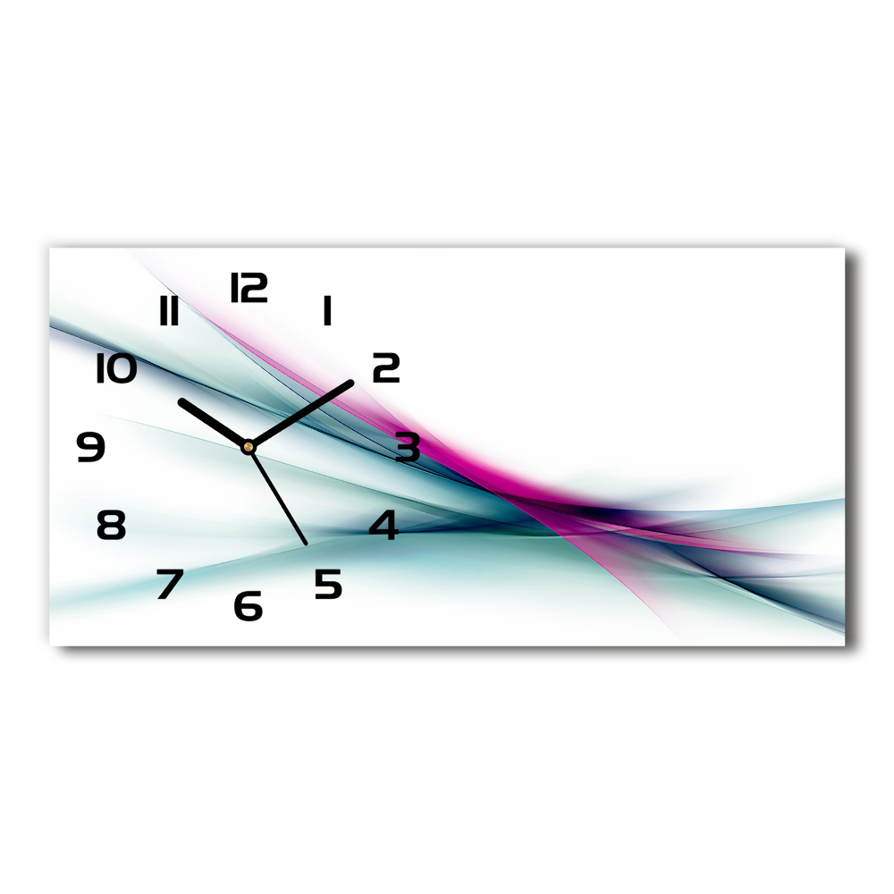 Horizontal rectangular wall clock Wave abstraction