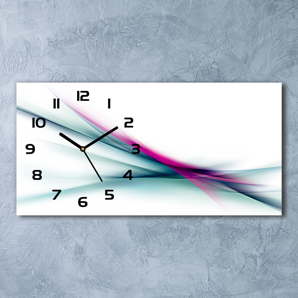 Horizontal rectangular wall clock Wave abstraction