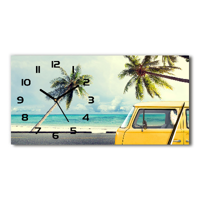 Horizontal rectangular wall clock Beach van