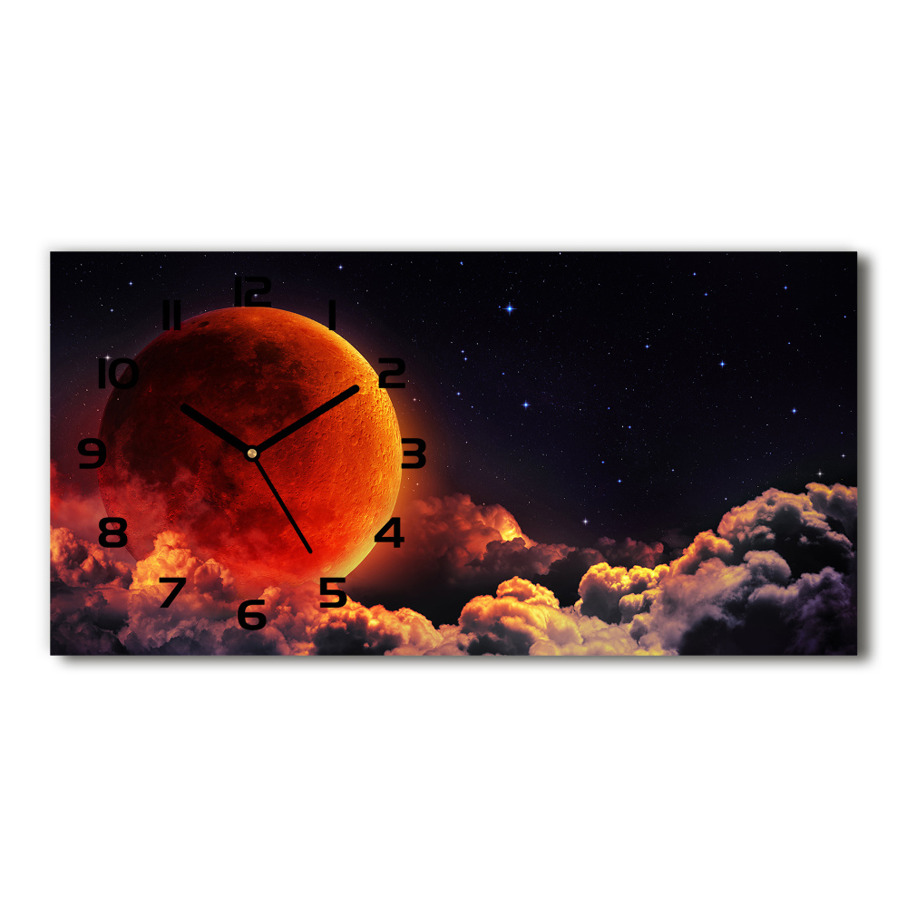 Horizontal rectangular wall clock Moon eclipse