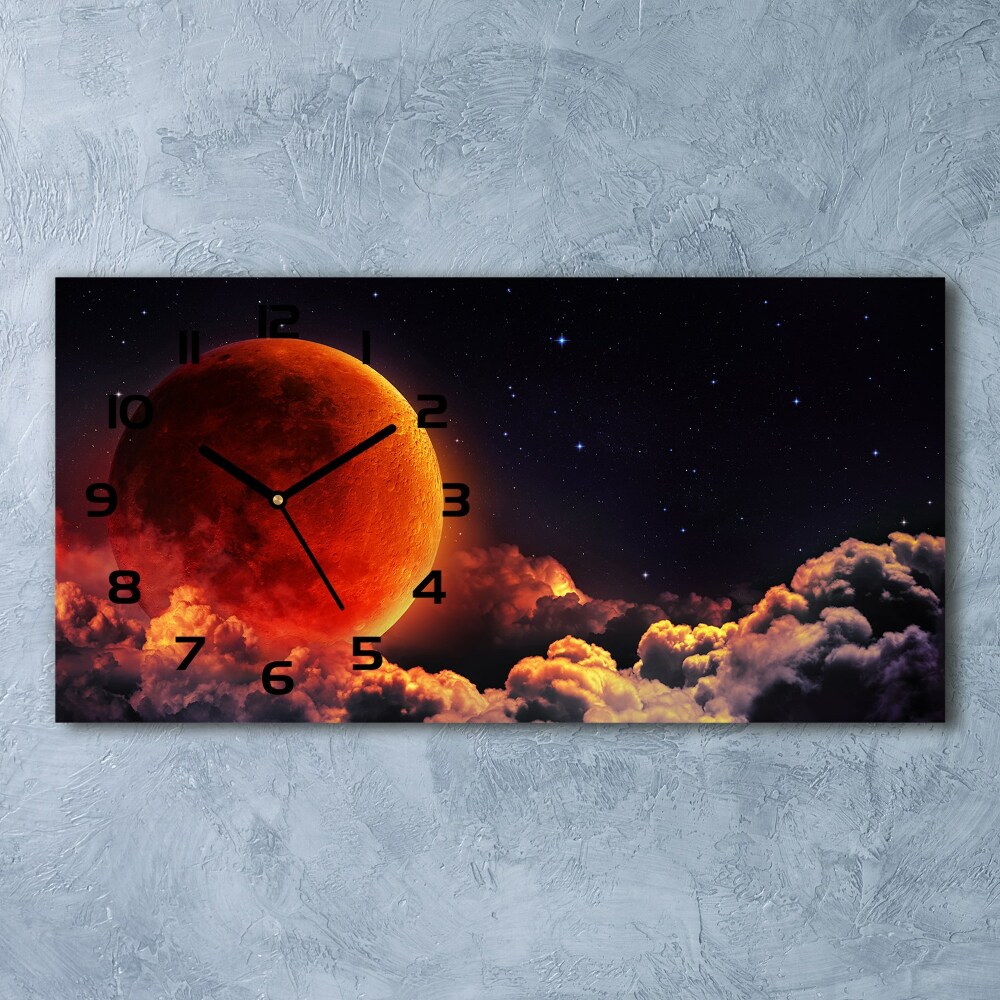 Horizontal rectangular wall clock Moon eclipse