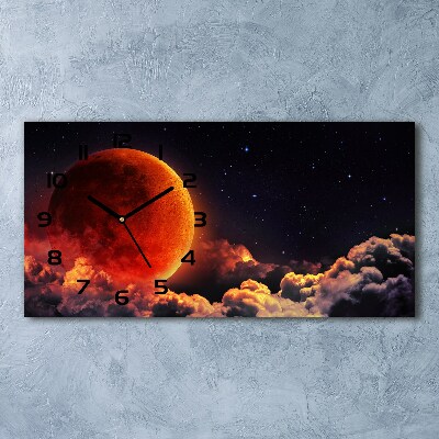 Horizontal rectangular wall clock Moon eclipse