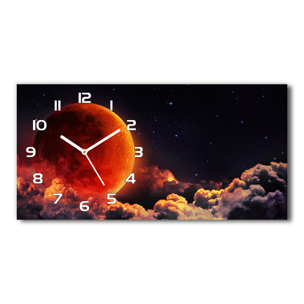 Horizontal rectangular wall clock Moon eclipse