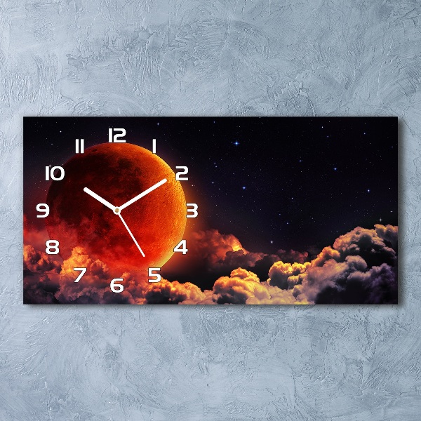 Horizontal rectangular wall clock Moon eclipse